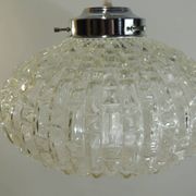 1970s vintage cut glass suspension – retro design ball lamp – L