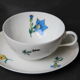 Set de 6 tasses et sous-tasses en porcelaine de Limonges NBD, enluminées à la main, motifs fleuris