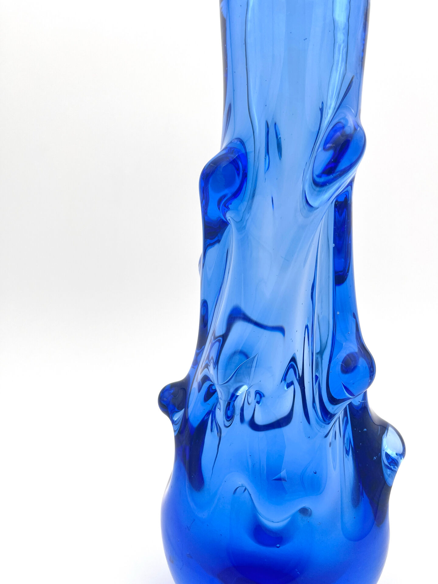 Vase Jan Beránek Chribska Art Glass Blue 27cm 1.68kg Mid-Century