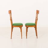 Italian mid-century chairs in walnut and wool