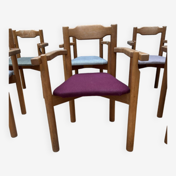 6  fauteuils bridge vintage de Guillerme et Chambron pour Votre Maison