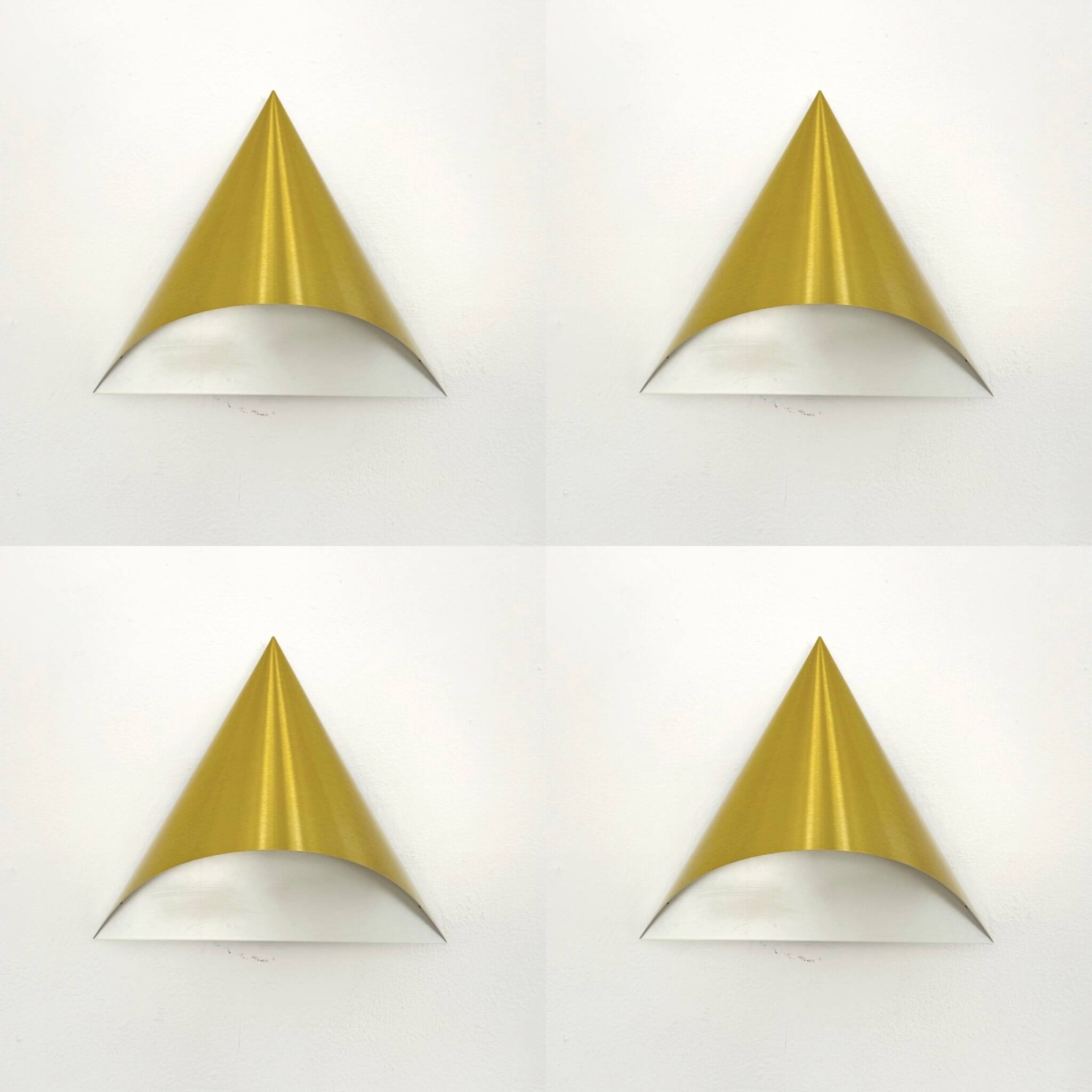 Ensemble de 4 appliques murales dorées de l'ère spatiale par Dieter Witte pour Staff