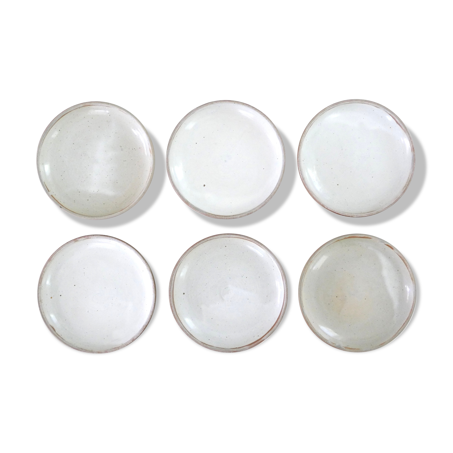 Set de 6 assiettes creuses en grès, années 70