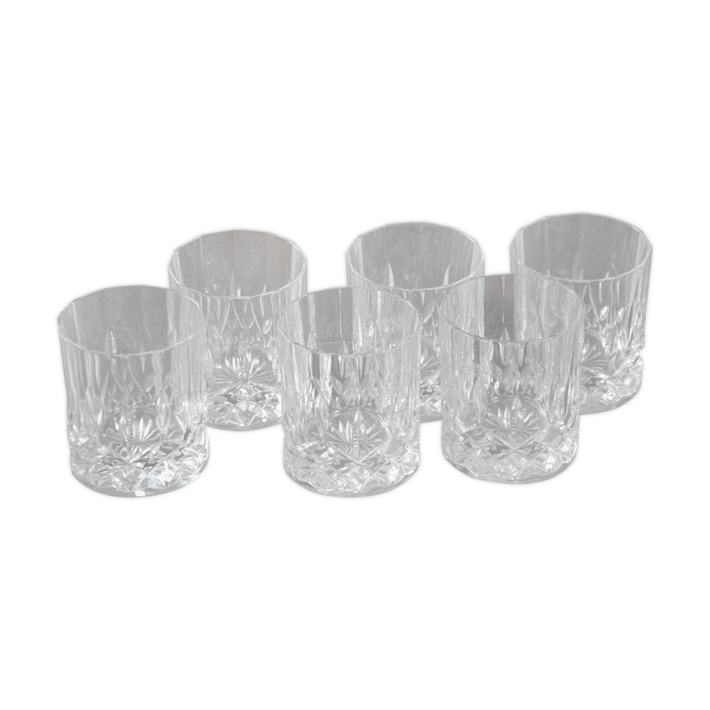 6 cut crystal whiskey glasses