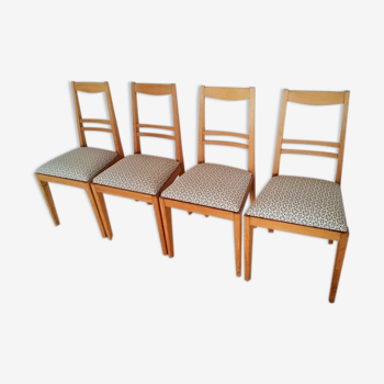 Suite de 4 chaises chêne années 50