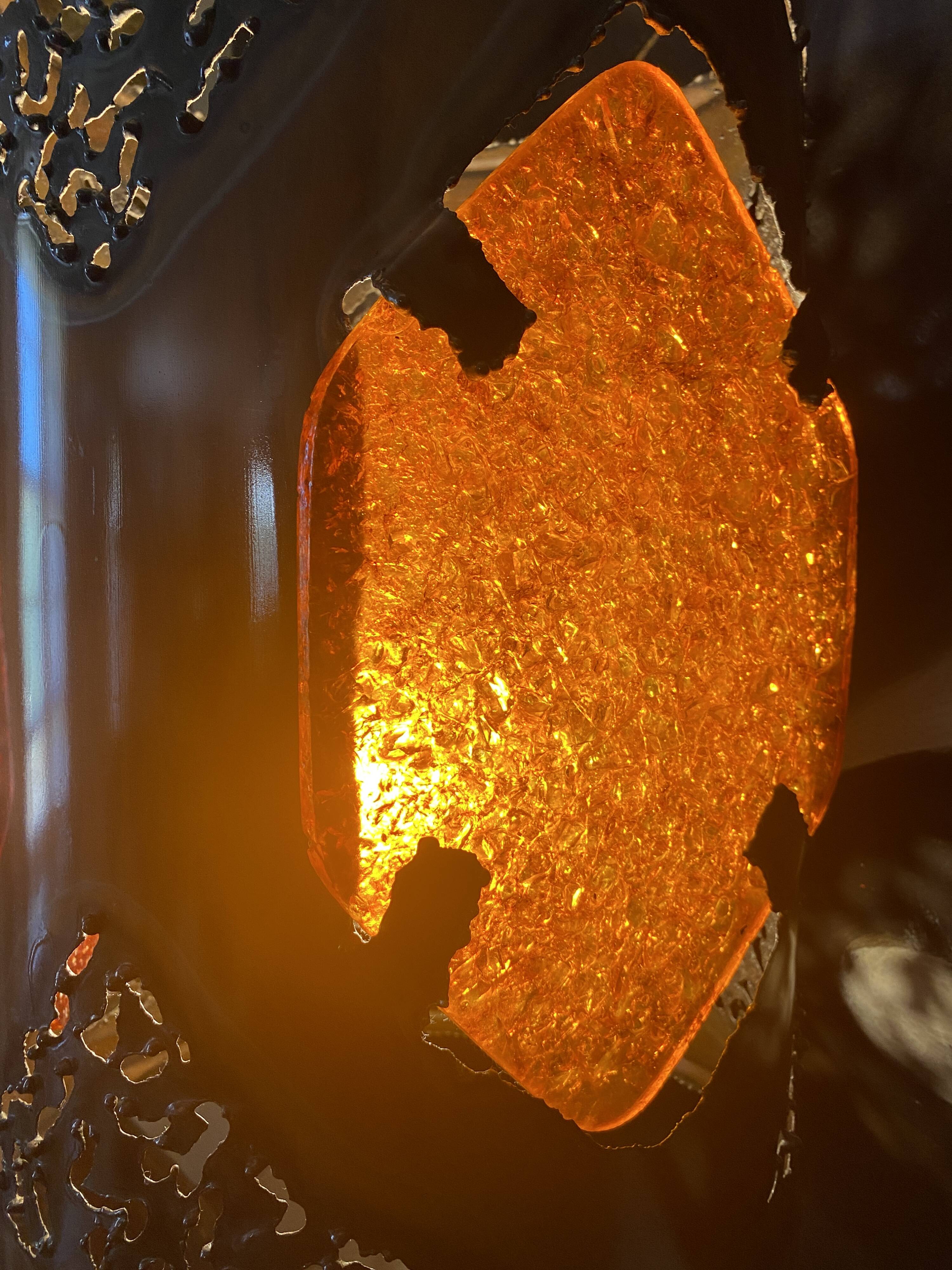 Vintage lamp ceramic copper and resin 1970