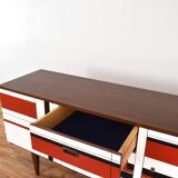 Mid-Century Walnut Sideboard with Hand-Painted Pattern, 1960s.