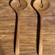 Salad server or large teak spoon, oval shape, split, L30 D9