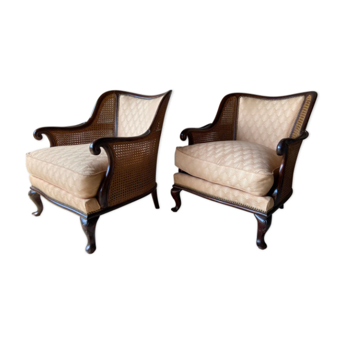Pair of vintage 1940 canned armchairs