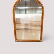 Vintage arch mirror in rattan and bamboo (90x61 cm) – Riviera style, years