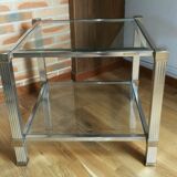 Coffee table beveled glass Pierre Vandel 70s
