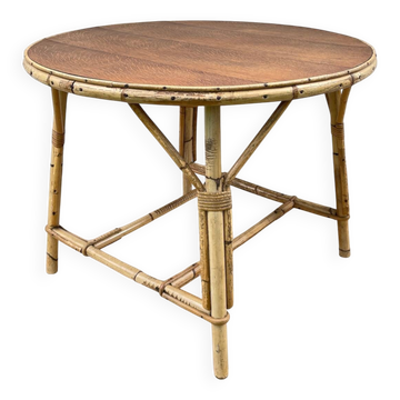 VINTAGE Low Table in Oak and Rattan