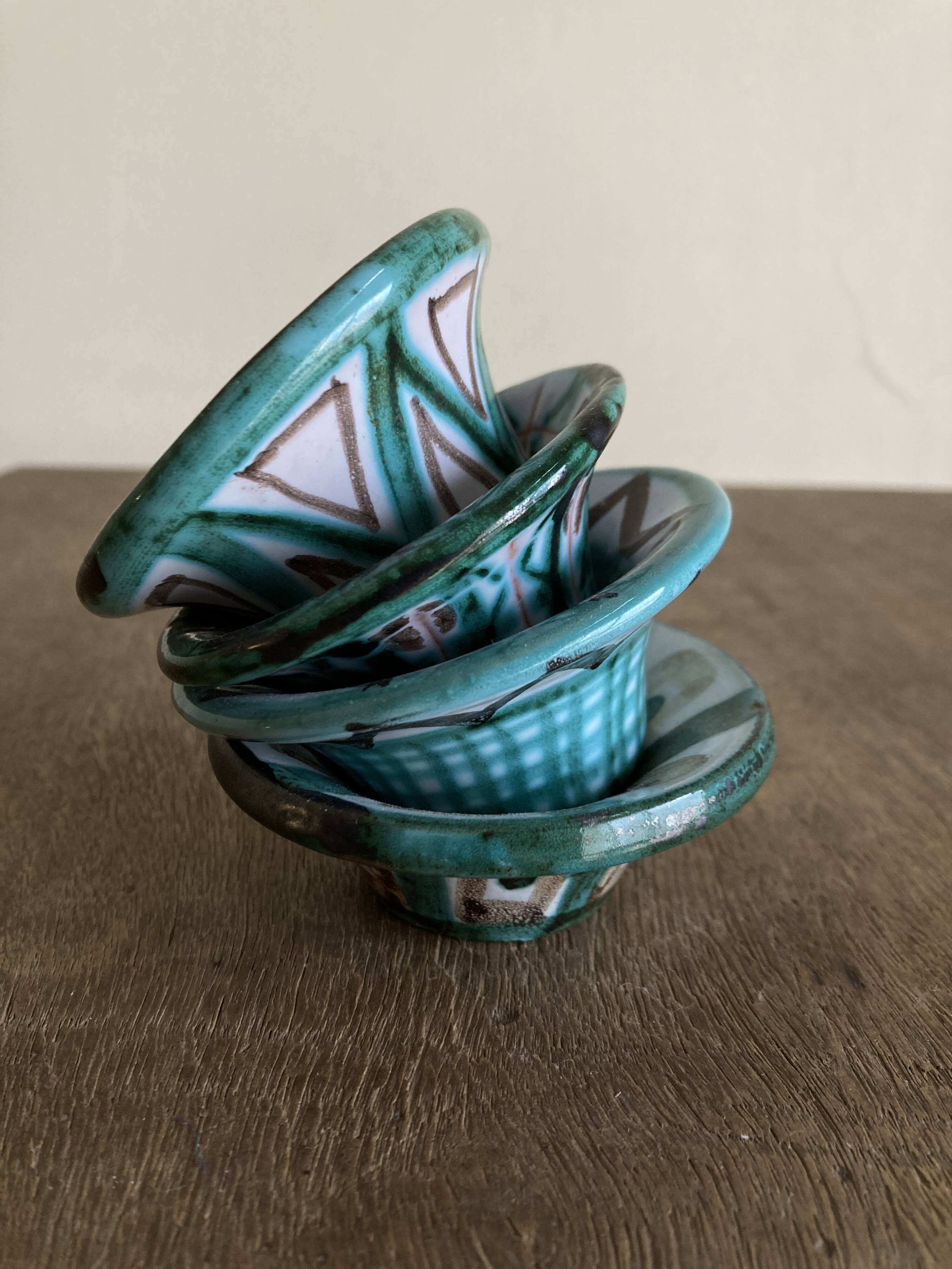 Set of 4 Robert Picault Vallauis 1960 cups