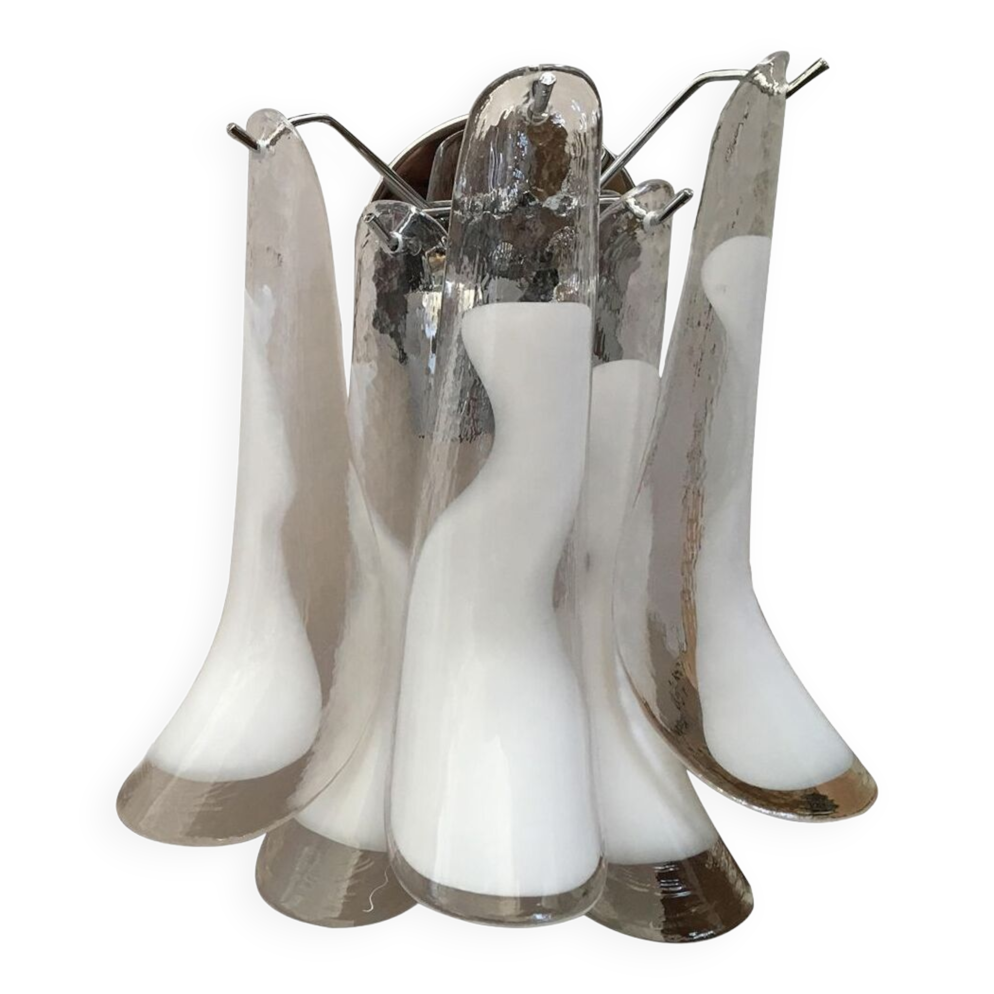 White and transparent “selle” murano glass wall sconces