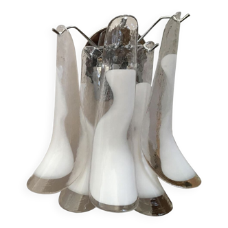 White and transparent “selle” murano glass wall sconces