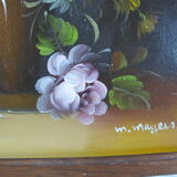 Oil painting still life vase bouquet of flowers signed