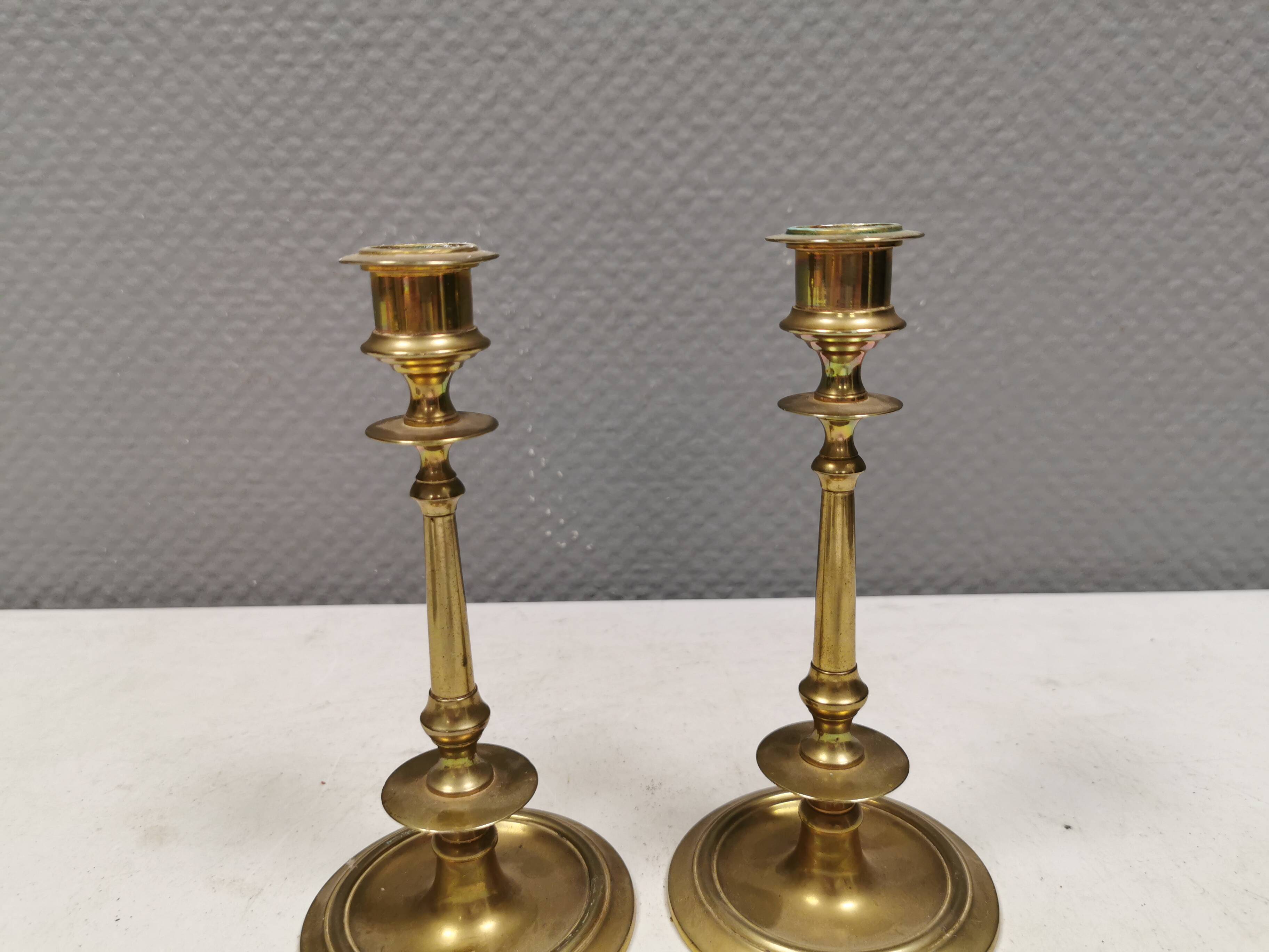 A set of slim vintage brass candlesticks, Denmark 1960-70s.