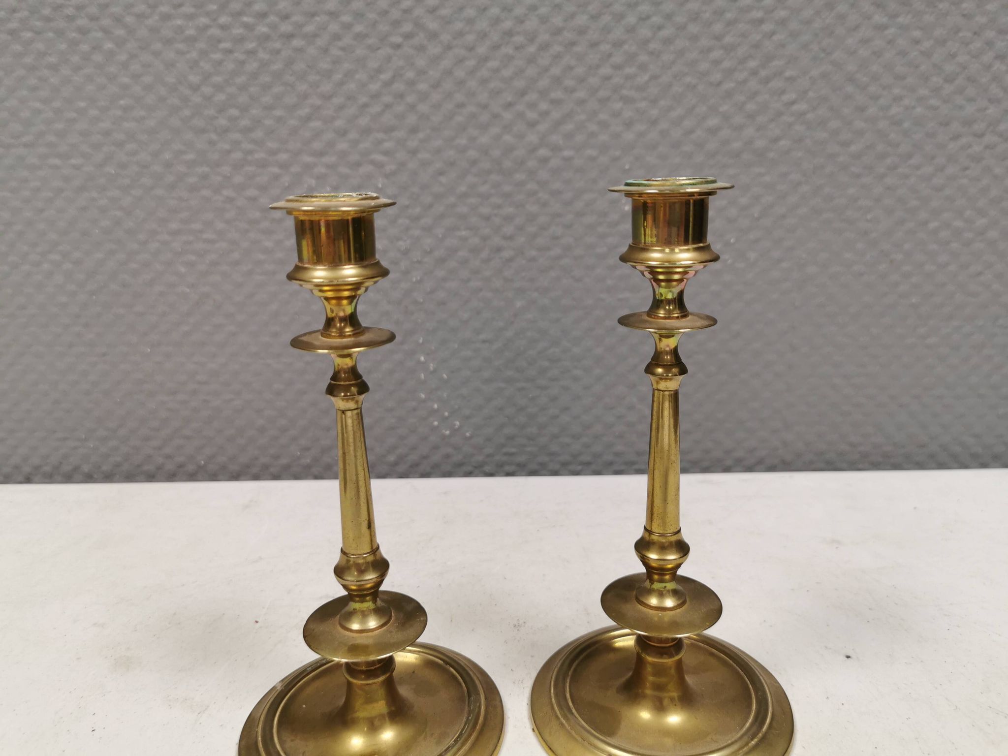 A set of slim vintage brass candlesticks, Denmark 1960-70s.