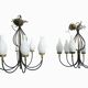 Set of 2 Italian design chandeliers in style of Stilnovo/ Arredoluce, 1950s