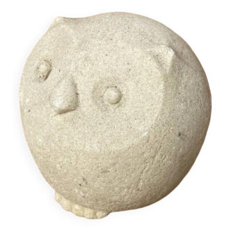 Antique paperweight sculpture owl stone art stone vintage