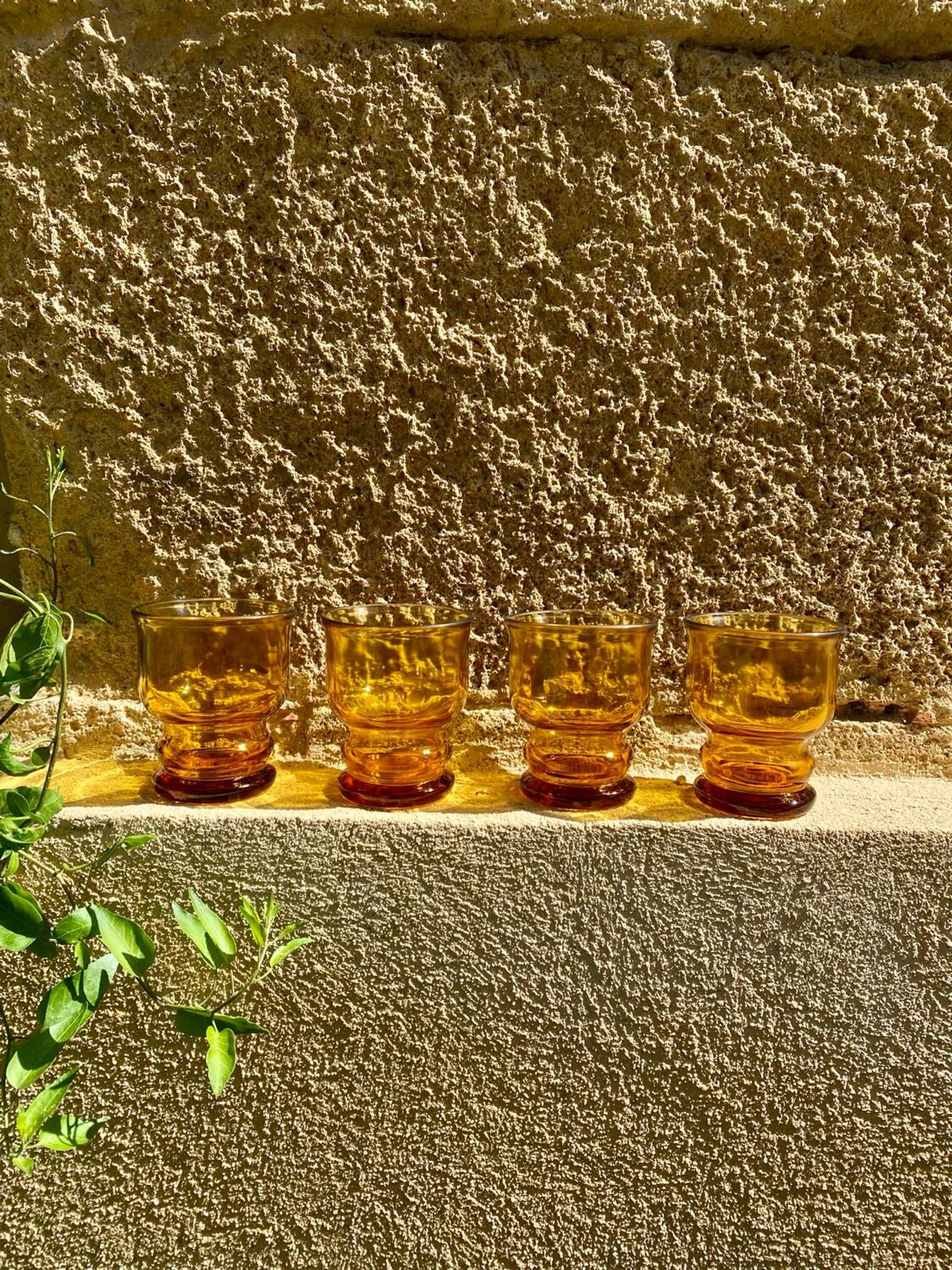 4 vintage Pernod amber glasses