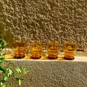 4 vintage Pernod amber glasses
