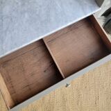 Antique wooden dressing table with marble top and mirror.