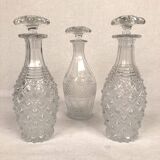 Liquor cabaret in 19th century painted sheet metal, carafes and glasses attributed to the Creusot crystal factory