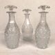 Liquor cabaret in 19th century painted sheet metal, carafes and glasses attributed to the Creusot crystal factory