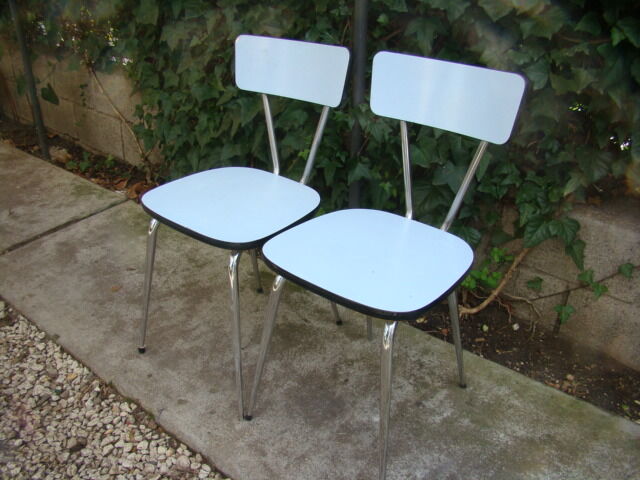 Pair of old blue formica chairs