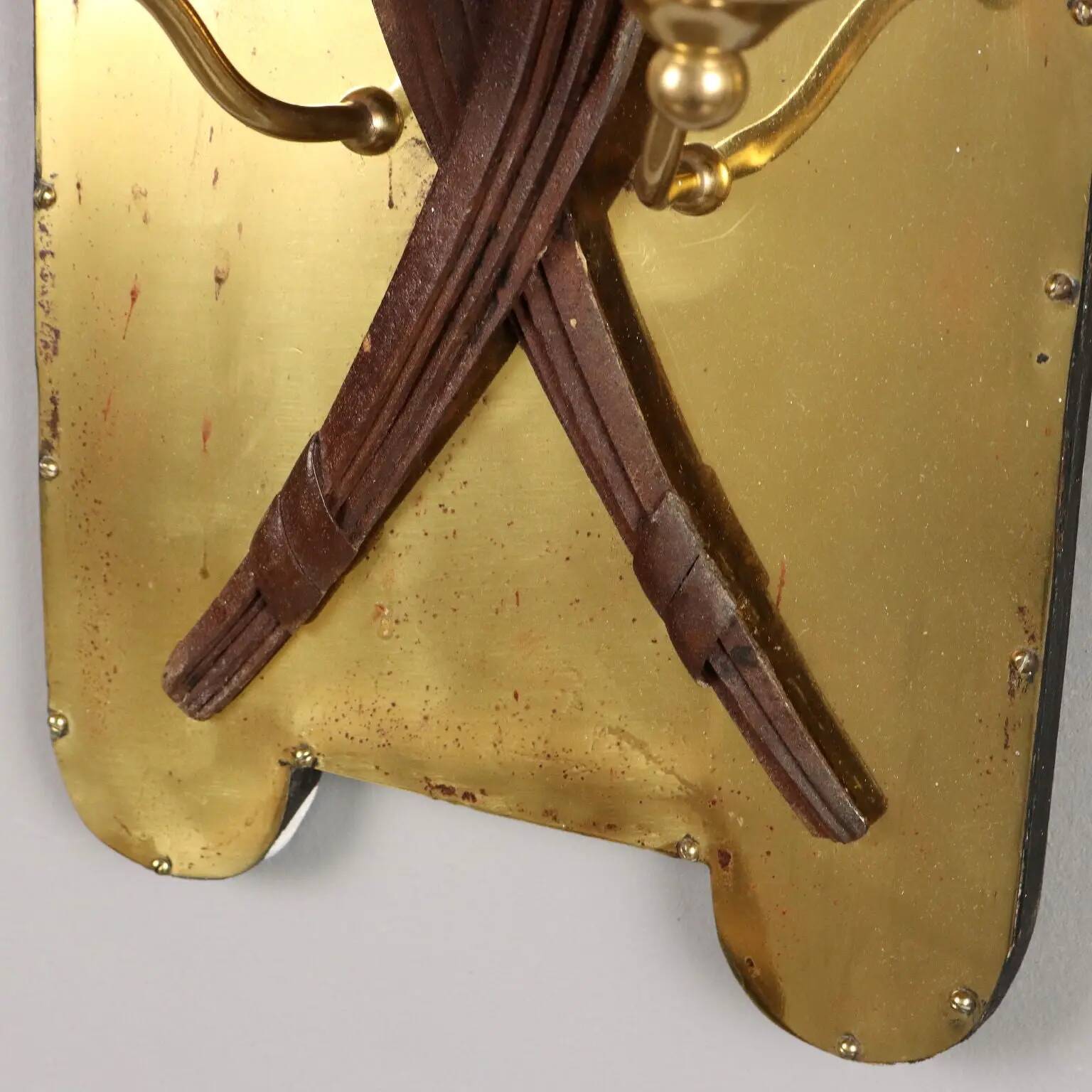 Antique wall sconces with 3 lights in wrought iron, Italy, 20th century