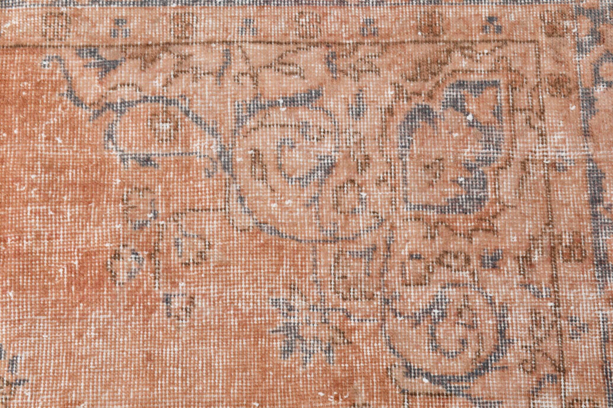 5'0 x 8'7 Ft Terracotta & Faded Blue Floral Vintage Persian Rug, 153x261 Cm