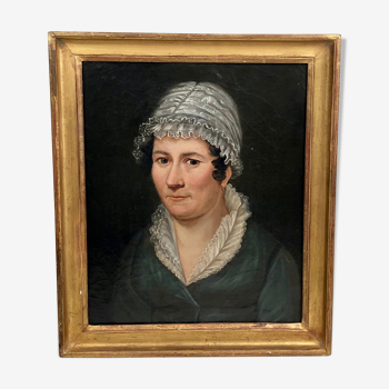 Portrait , femme au bonnet de dentelles