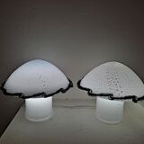 Pair vintage murano mushroom table lamps