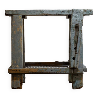 Small blue patina workbench