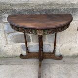 Console half moon carved wood 1970