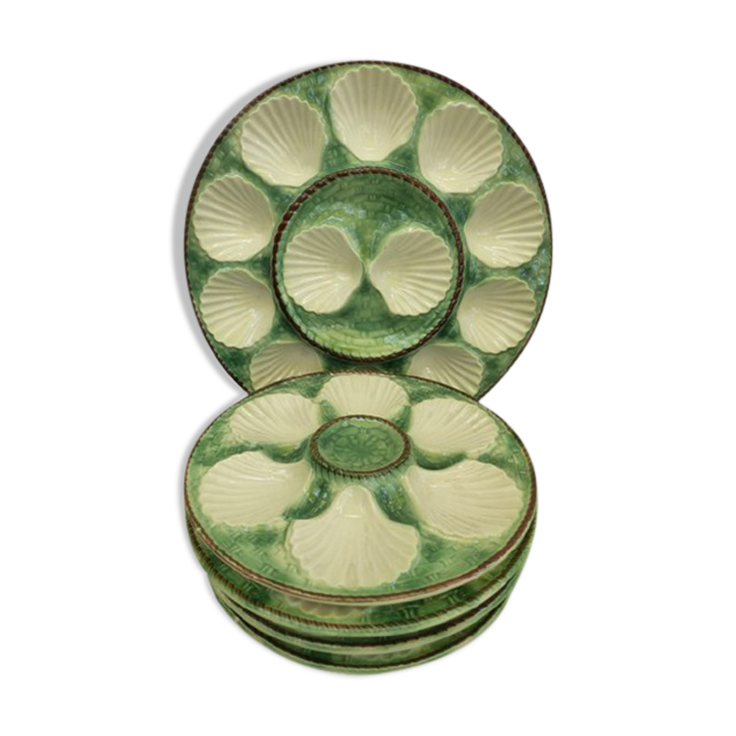 Plates and oyster dish Longchamp barbotine