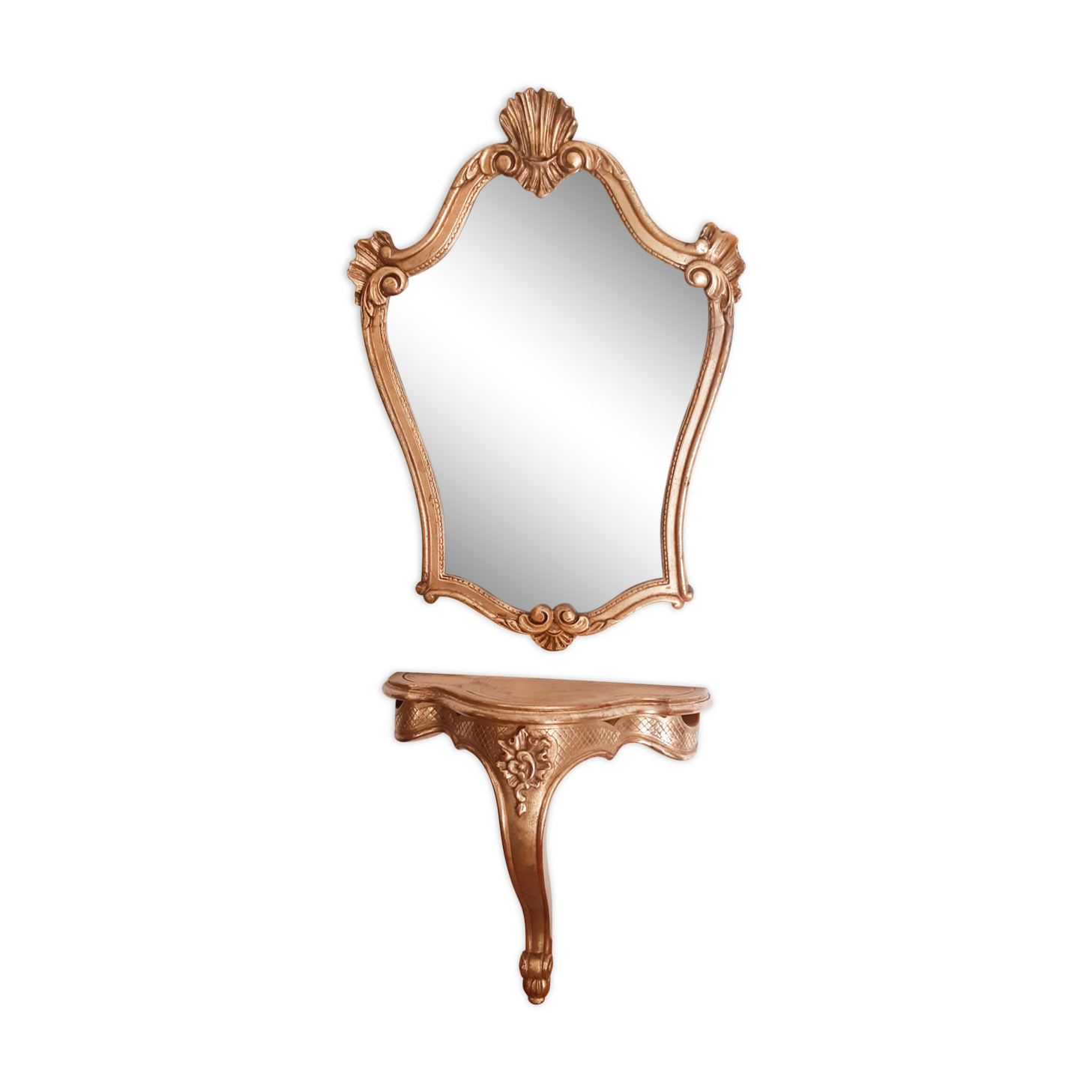 Miroir et console dorées, vintage français