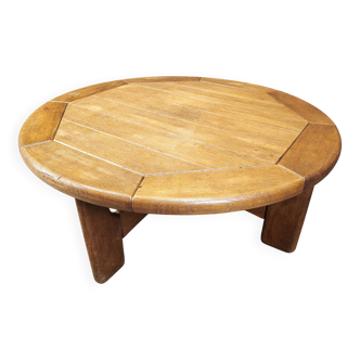 Table basse ronde danoise en chêne, années 1960