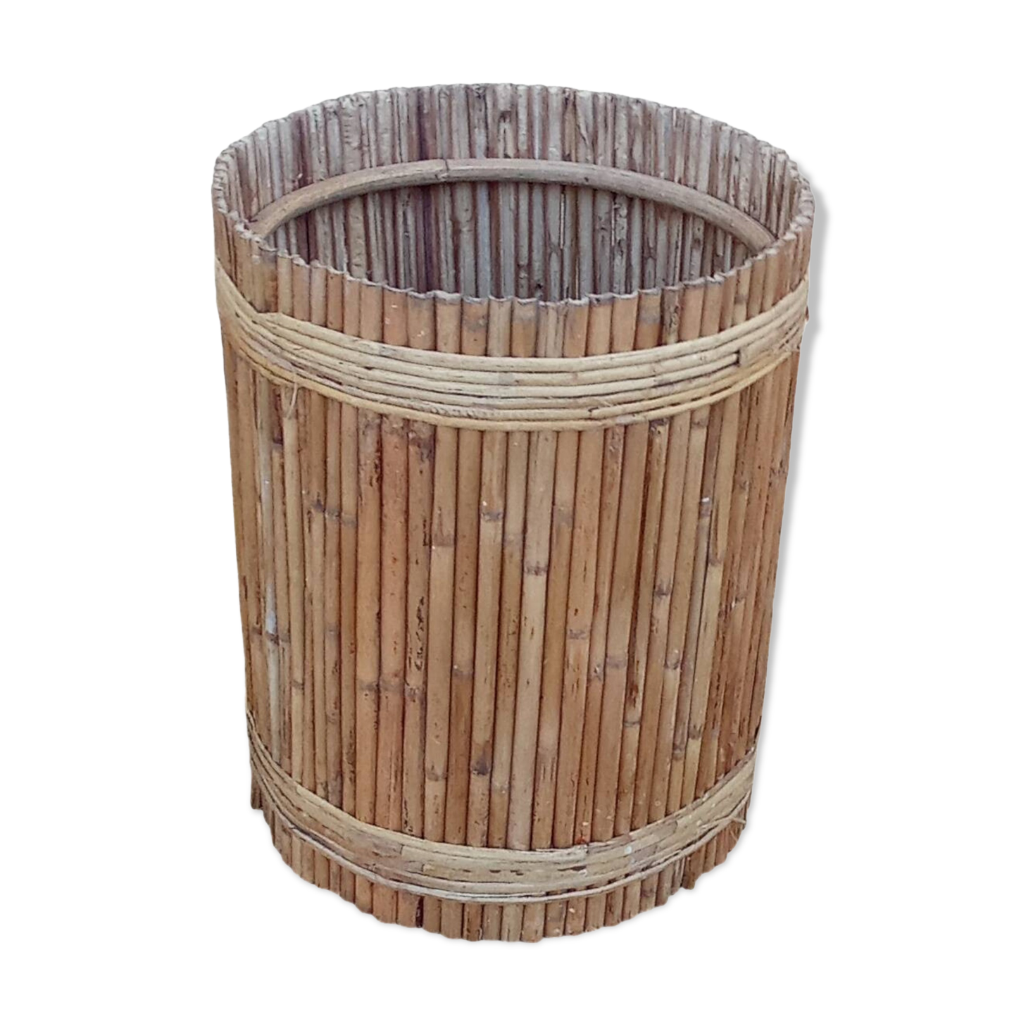 vintage rattan planter from the 50s