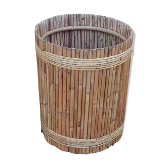 cache pot vintage en rotin année 50