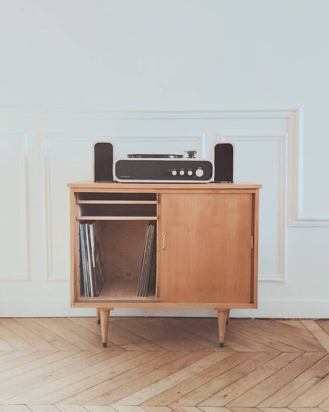 Vinyl cabinet / Renovated low modernist sideboard, 1960s-70s