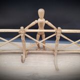 Wall-mounted rattan coat rack 4 hooks