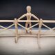 Wall-mounted rattan coat rack 4 hooks