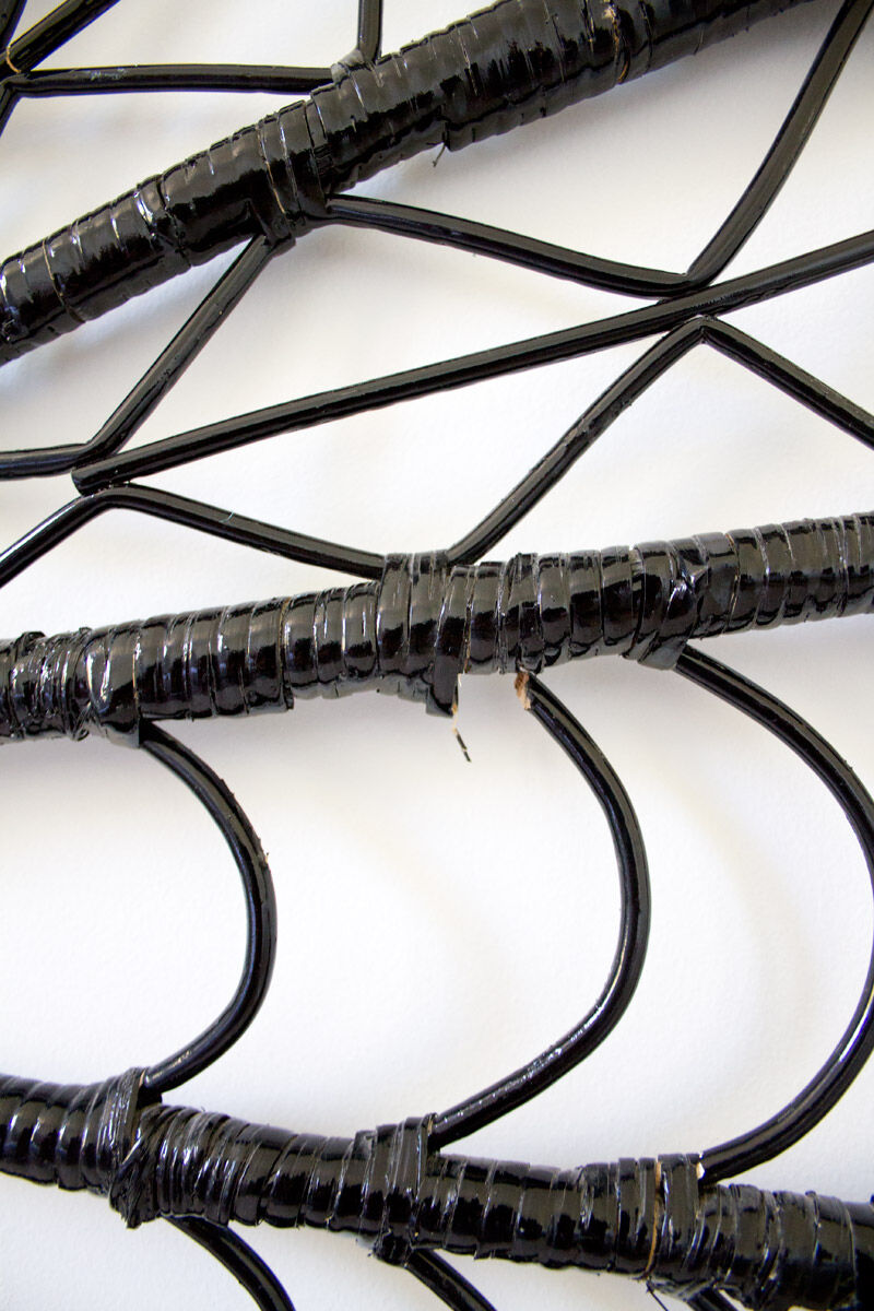 Black peacock rattan headboard