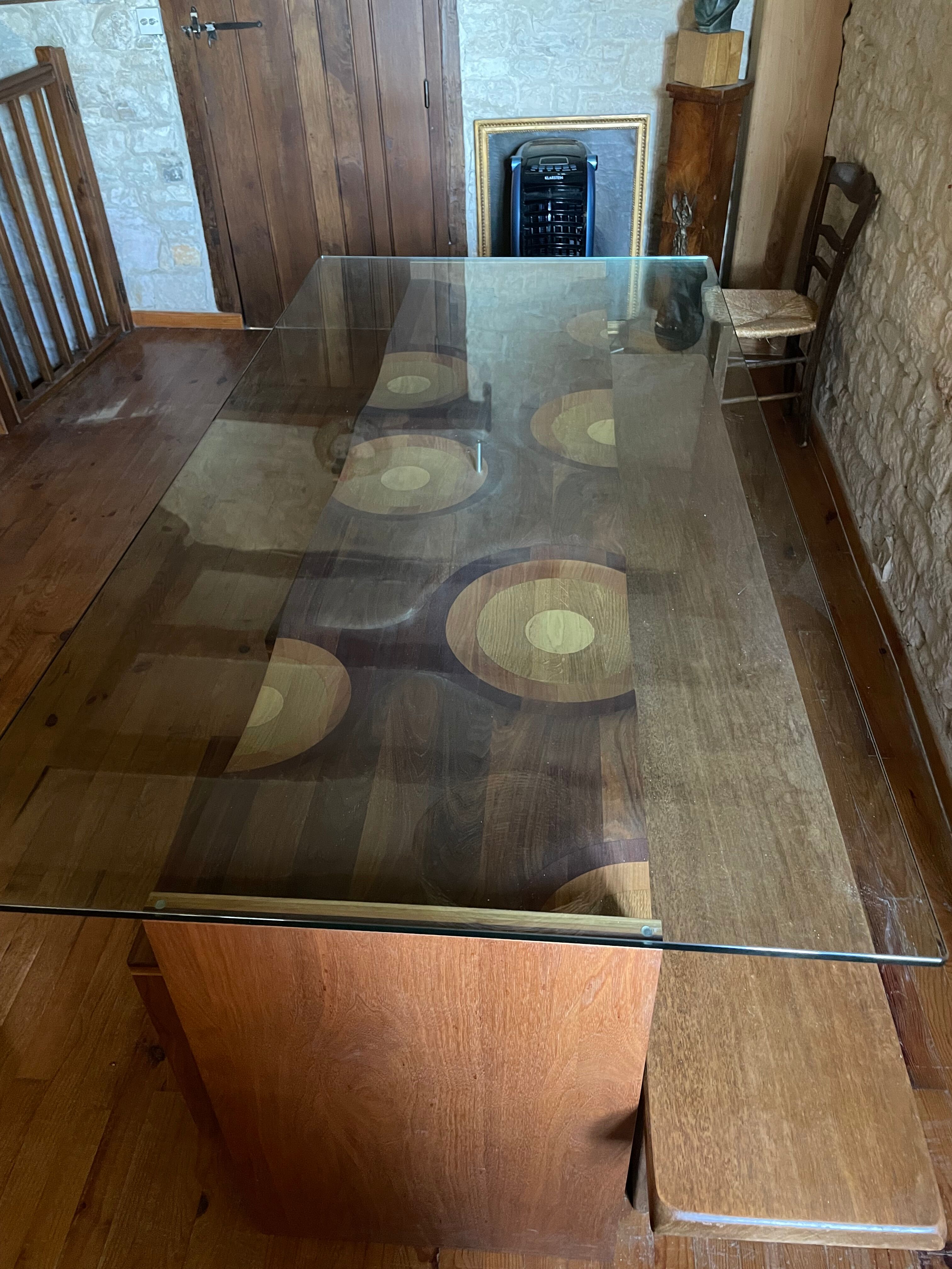 Dining table and 3 Ripples stools by Toyo Ito.