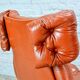 Brutalist Sculptured Brazilian Style Cognac Leather Lounge Chair, 1970s