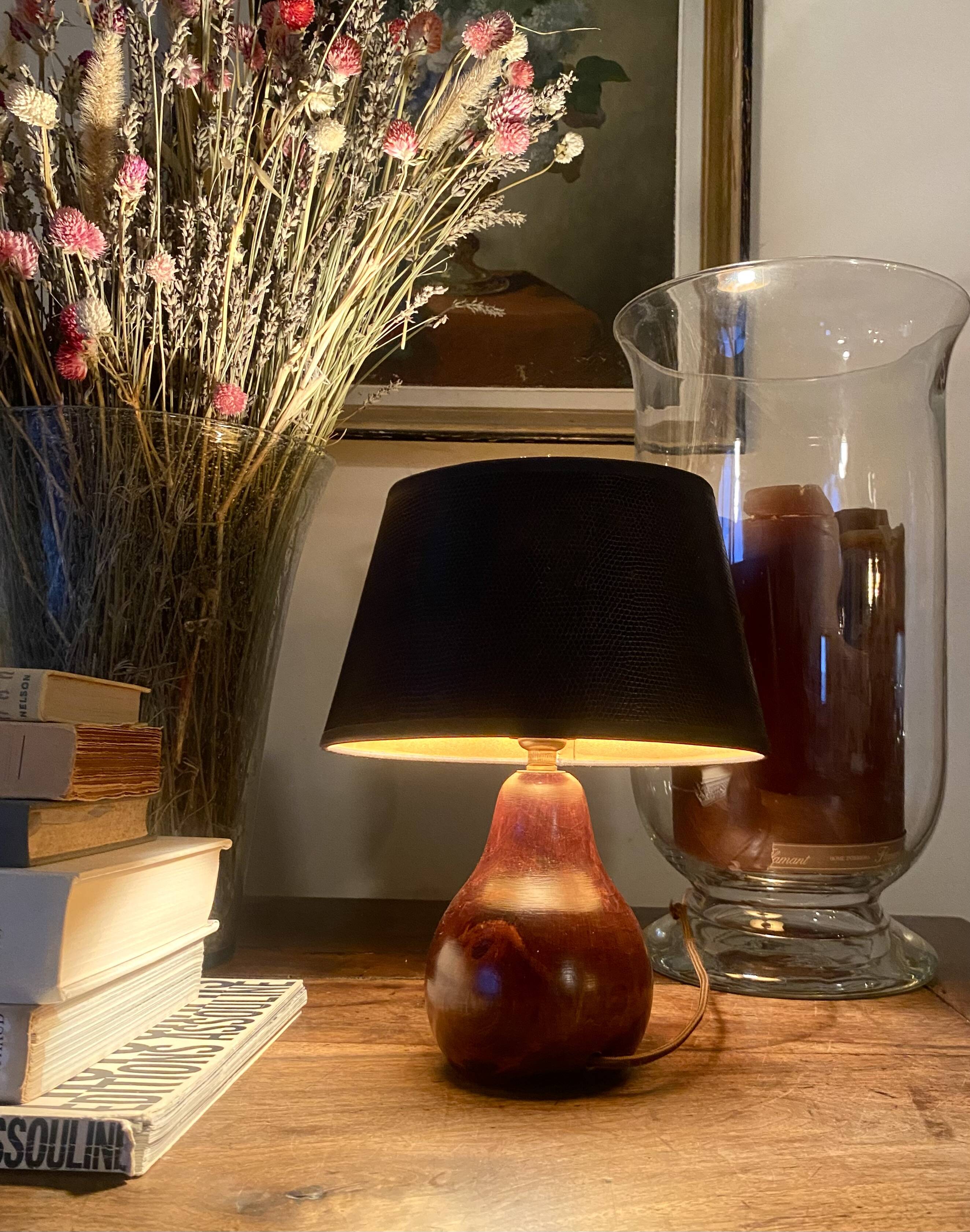 Wood lamp, fabric cable 2M, lampshade