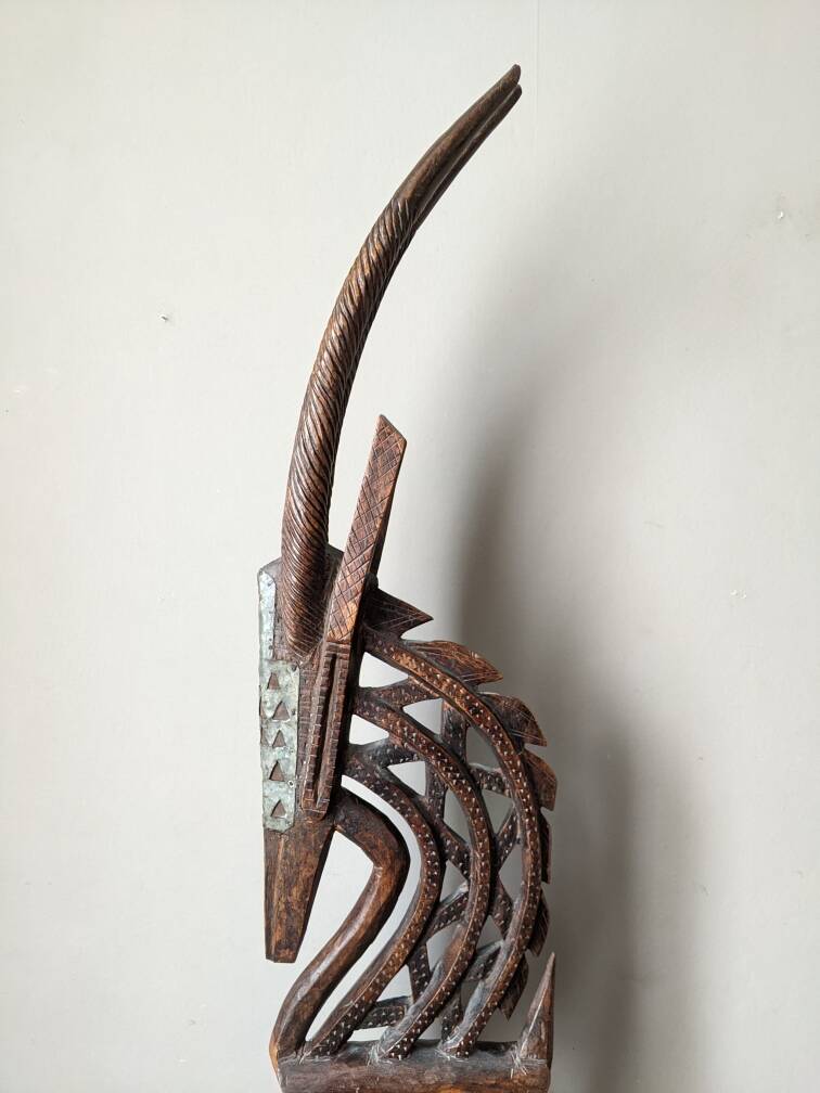 African art oryx wooden handcrafted sculpture ethnic tribal decoration