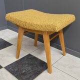 Tabouret, repose-pieds en laine jaune, années 1960